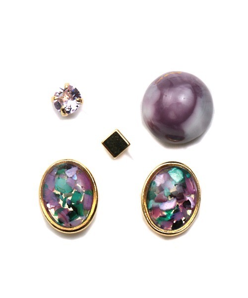 チチカカ(チチカカ)の「ジュエリーシェルセットピアス(ピアス(両耳用)・レディース・パープル/オレンジ/グリーン・FREE)」の6枚目の写真