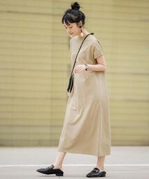 coen | 【WEB限定カラー】リピT・機能付きUSAコットンハイネックロングワンピース#(ワンピース)