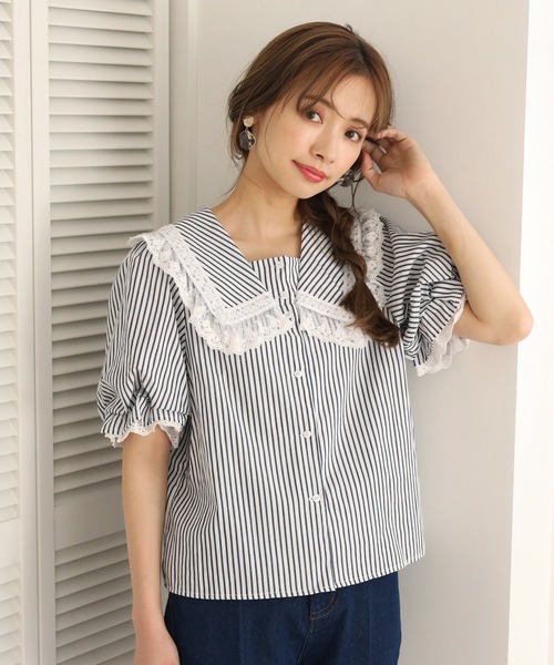 one after another NICE CLAUP（ワンアフターアナザーナイスクラップ）の「ビックカラーアソートブラウス（シャツ/ブラウス・レディース・ブラック/オフホワイト/ホワイト系その他/ストライプ・FREE）」の5枚目の写真