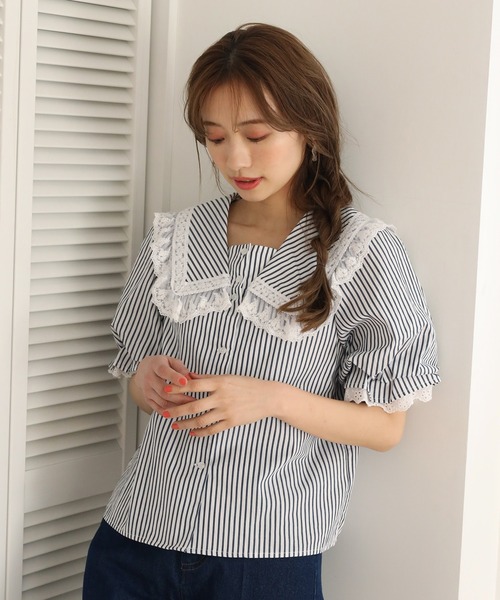 one after another NICE CLAUP（ワンアフターアナザーナイスクラップ）の「ビックカラーアソートブラウス（シャツ/ブラウス・レディース・ブラック/オフホワイト/ホワイト系その他/ストライプ・FREE）」の6枚目の写真