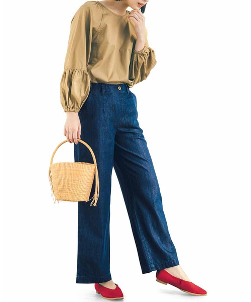 IEDIT（イディット）の「ＩＥＤＩＴ　切り替えギャザースリーブの軽やかプルオーバー（シャツ/ブラウス・レディース・ブラック/オレンジ/ベージュ・MEDIUM/XX-LARGE/LARGE/X-LARGE/XXX-LARGE/SMALL）」の5枚目の写真