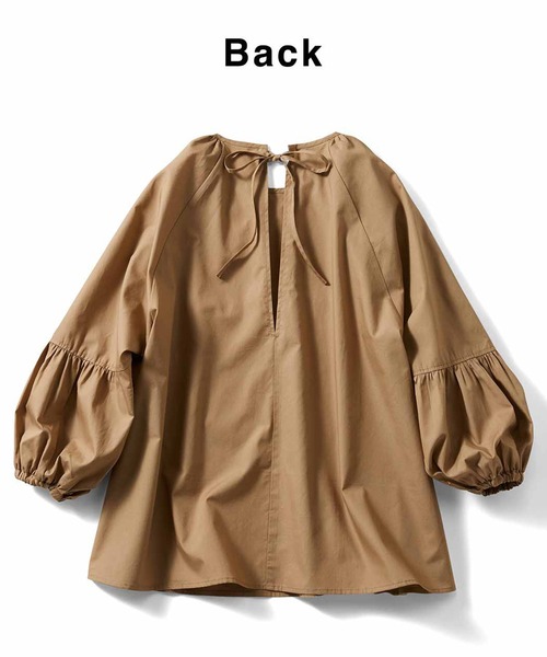 IEDIT（イディット）の「ＩＥＤＩＴ　切り替えギャザースリーブの軽やかプルオーバー（シャツ/ブラウス・レディース・ブラック/オレンジ/ベージュ・MEDIUM/XX-LARGE/LARGE/X-LARGE/XXX-LARGE/SMALL）」の12枚目の写真