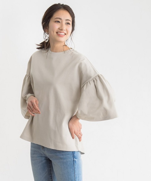 Pierrot（ピエロ）の「コットンポンチフレアスリーブトップス（Tシャツ/カットソー・レディース・ブラック/グレー/オフホワイト/ライトベージュ・M/L）」の4枚目の写真