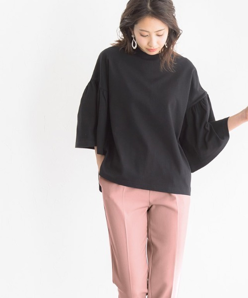 Pierrot（ピエロ）の「コットンポンチフレアスリーブトップス（Tシャツ/カットソー・レディース・ブラック/グレー/オフホワイト/ライトベージュ・M/L）」の9枚目の写真