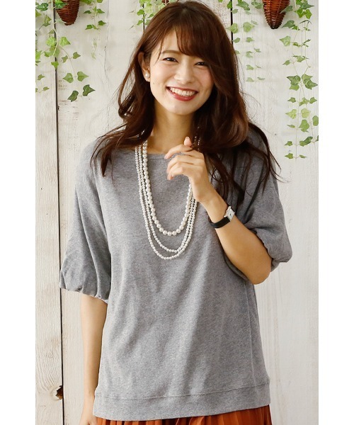 ElegChic(エレグシック)の「バルーンスリーブカットソー(Tシャツ/カットソー・レディース・オフホワイト/杢グレー/カーキ・XXL/L/4L/XL/M)」の2枚目の写真