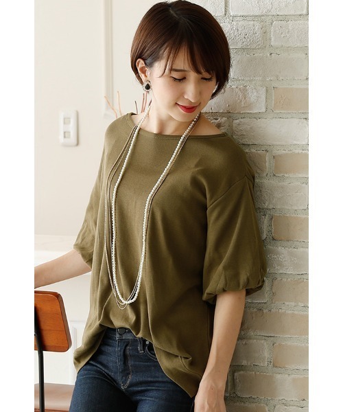 ElegChic(エレグシック)の「バルーンスリーブカットソー(Tシャツ/カットソー・レディース・オフホワイト/杢グレー/カーキ・XXL/L/4L/XL/M)」の3枚目の写真