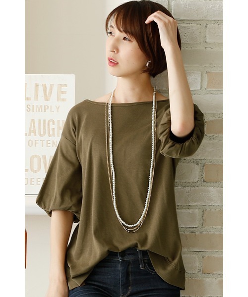 ElegChic(エレグシック)の「バルーンスリーブカットソー(Tシャツ/カットソー・レディース・オフホワイト/杢グレー/カーキ・XXL/L/4L/XL/M)」の4枚目の写真