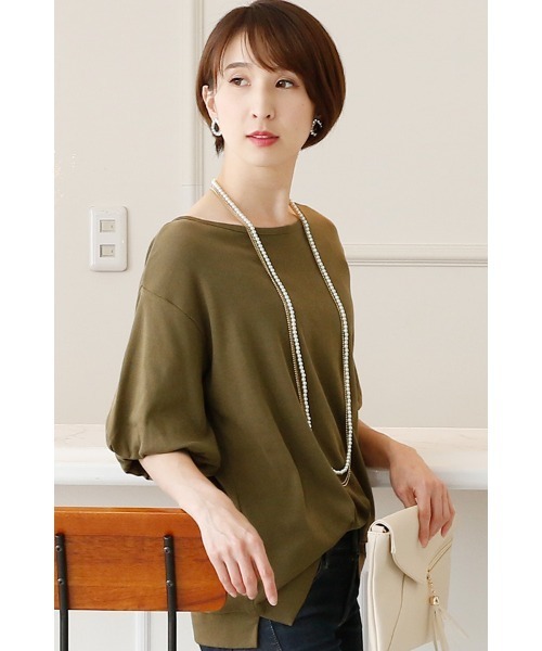 ElegChic(エレグシック)の「バルーンスリーブカットソー(Tシャツ/カットソー・レディース・オフホワイト/杢グレー/カーキ・XXL/L/4L/XL/M)」の5枚目の写真