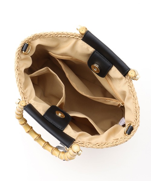 Honeys（ハニーズ）の「バンブーハンドルＢａｇ（ハンドバッグ・レディース・ベージュ/ブラック・FREE）」の9枚目の写真