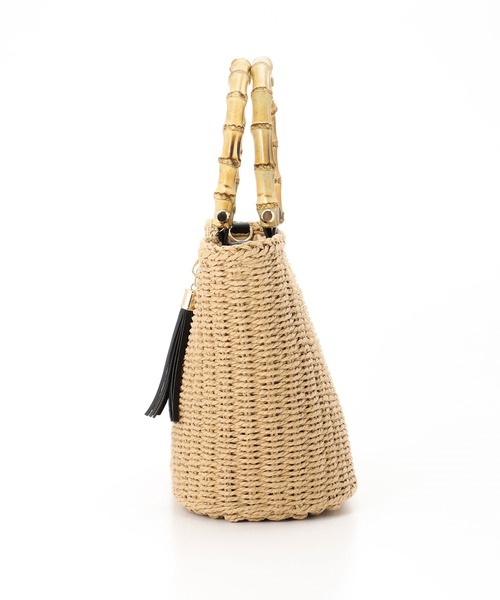 Honeys（ハニーズ）の「バンブーハンドルＢａｇ（ハンドバッグ・レディース・ベージュ/ブラック・FREE）」の7枚目の写真