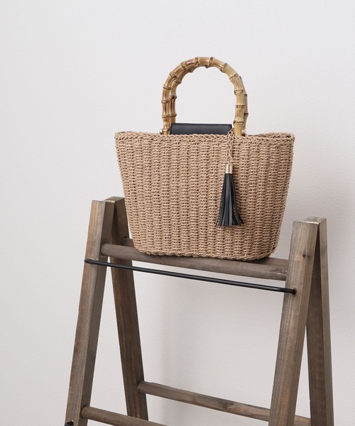 Honeys（ハニーズ）の「バンブーハンドルＢａｇ（ハンドバッグ・レディース・ベージュ/ブラック・FREE）」の8枚目の写真