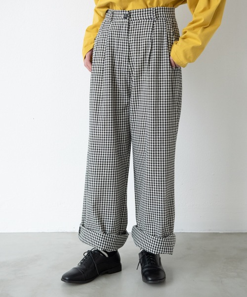 MERLOT（メルロー）の「ギンガムチェックタックパンツ（その他パンツ・レディース・ブルー/ブラック・FREE）」の9枚目の写真