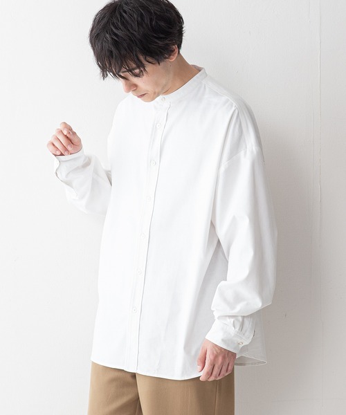 UNIIT(ユニット)の「【UNIIT】コットンリネン バンドカラー(ノーカラー)シャツ ややルーズシルエット(ビッグシルエット)(シャツ/ブラウス・メンズ・ライトブルー/ブラック/ホワイト/ベージュ・MEDIUM/LARGE)」の2枚目の写真