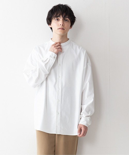 UNIIT(ユニット)の「【UNIIT】コットンリネン バンドカラー(ノーカラー)シャツ ややルーズシルエット(ビッグシルエット)(シャツ/ブラウス・メンズ・ライトブルー/ブラック/ホワイト/ベージュ・MEDIUM/LARGE)」の5枚目の写真