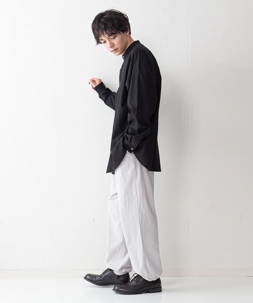 UNIIT(ユニット)の「【UNIIT】コットンリネン バンドカラー(ノーカラー)シャツ ややルーズシルエット(ビッグシルエット)(シャツ/ブラウス・メンズ・ライトブルー/ブラック/ホワイト/ベージュ・MEDIUM/LARGE)」の11枚目の写真