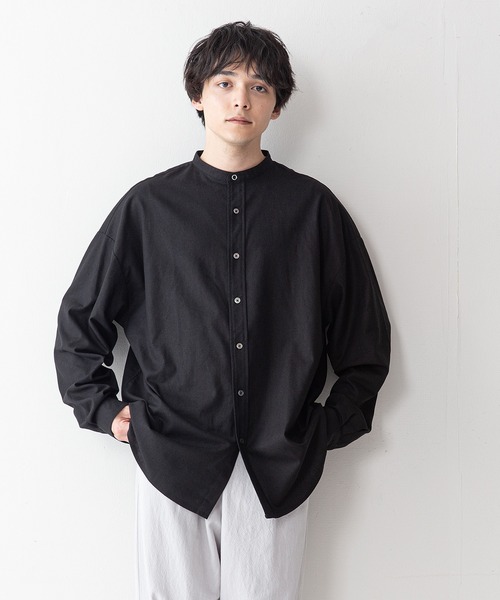 UNIIT(ユニット)の「【UNIIT】コットンリネン バンドカラー(ノーカラー)シャツ ややルーズシルエット(ビッグシルエット)(シャツ/ブラウス・メンズ・ライトブルー/ブラック/ホワイト/ベージュ・MEDIUM/LARGE)」の21枚目の写真