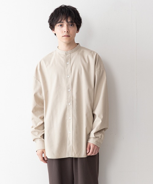 UNIIT(ユニット)の「【UNIIT】コットンリネン バンドカラー(ノーカラー)シャツ ややルーズシルエット(ビッグシルエット)(シャツ/ブラウス・メンズ・ライトブルー/ブラック/ホワイト/ベージュ・MEDIUM/LARGE)」の7枚目の写真