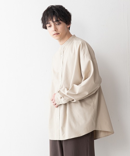 UNIIT(ユニット)の「【UNIIT】コットンリネン バンドカラー(ノーカラー)シャツ ややルーズシルエット(ビッグシルエット)(シャツ/ブラウス・メンズ・ライトブルー/ブラック/ホワイト/ベージュ・MEDIUM/LARGE)」の22枚目の写真