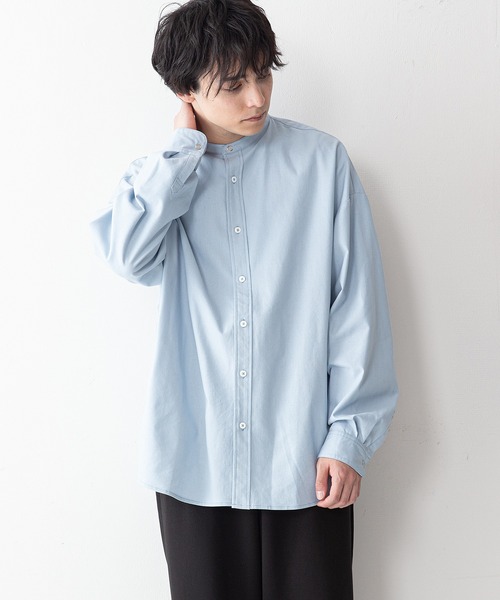 UNIIT(ユニット)の「【UNIIT】コットンリネン バンドカラー(ノーカラー)シャツ ややルーズシルエット(ビッグシルエット)(シャツ/ブラウス・メンズ・ライトブルー/ブラック/ホワイト/ベージュ・MEDIUM/LARGE)」の8枚目の写真