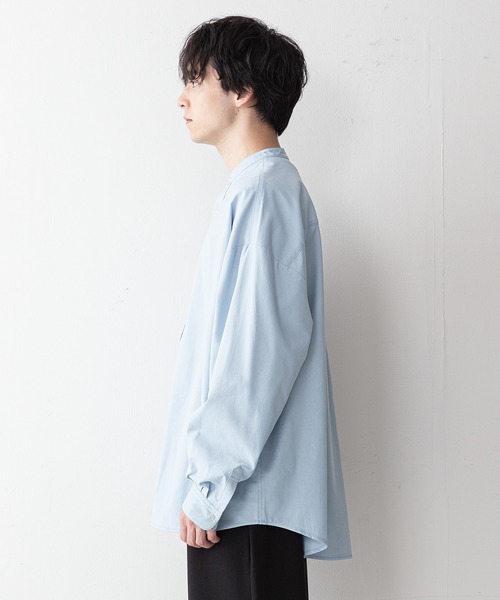 UNIIT(ユニット)の「【UNIIT】コットンリネン バンドカラー(ノーカラー)シャツ ややルーズシルエット(ビッグシルエット)(シャツ/ブラウス・メンズ・ライトブルー/ブラック/ホワイト/ベージュ・MEDIUM/LARGE)」の19枚目の写真