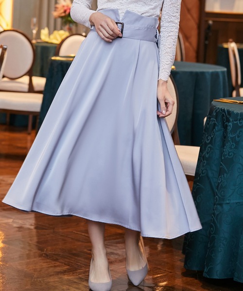 DRESS STAR(ドレス スター)の「バックルベルトフレアスカート(スカート・レディース・ベージュ/ブルー/ネイビー/ピンク・M/S/L)」の4枚目の写真