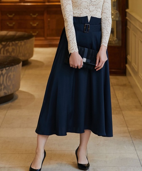 DRESS STAR(ドレス スター)の「バックルベルトフレアスカート(スカート・レディース・ベージュ/ブルー/ネイビー/ピンク・M/S/L)」の7枚目の写真