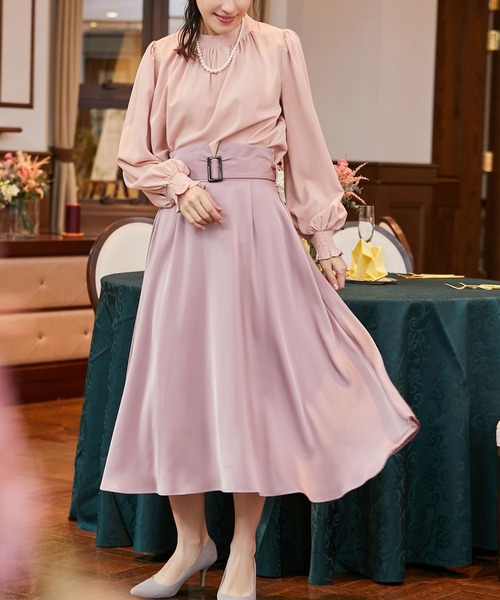 DRESS STAR(ドレス スター)の「バックルベルトフレアスカート(スカート・レディース・ベージュ/ブルー/ネイビー/ピンク・M/S/L)」の15枚目の写真
