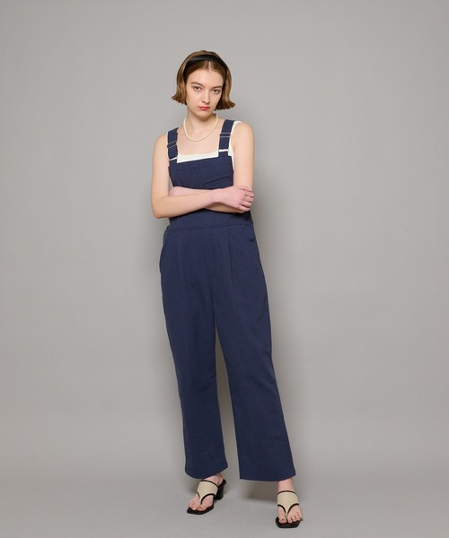 CIAOPANIC（チャオパニック）の「リネンオーバーオール（サロペット/オーバーオール・レディース・アイボリー/ブラック/ネイビー・FREE）」の9枚目の写真