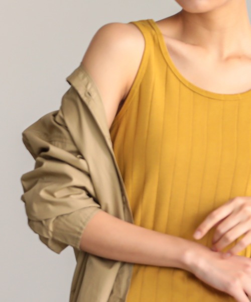 OMNES Another Edition（オムネス アナザーエディション）の「汗染み防止リブ裾ラウンドタンク（タンクトップ・レディース・ホワイト/ラベンダー/ブラック/ベージュ/イエロー/ホワイト×ブラック・FREE）」の7枚目の写真