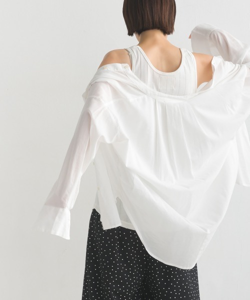 OMNES Another Edition（オムネス アナザーエディション）の「汗染み防止リブ裾ラウンドタンク（タンクトップ・レディース・ホワイト/ラベンダー/ブラック/ベージュ/イエロー/ホワイト×ブラック・FREE）」の11枚目の写真