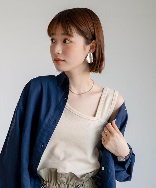 coen(コーエン)の「スラブフライスアシンメトリータンクトップ(Tシャツ/カットソー・レディース・ネイビー/ナチュラル/ブラウン/ライトブルー・MEDIUM/LARGE)」の5枚目の写真