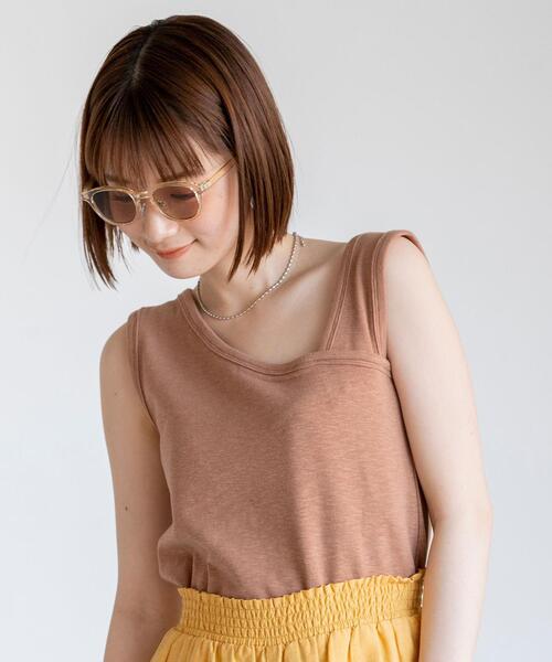 coen(コーエン)の「スラブフライスアシンメトリータンクトップ(Tシャツ/カットソー・レディース・ネイビー/ナチュラル/ブラウン/ライトブルー・MEDIUM/LARGE)」の8枚目の写真