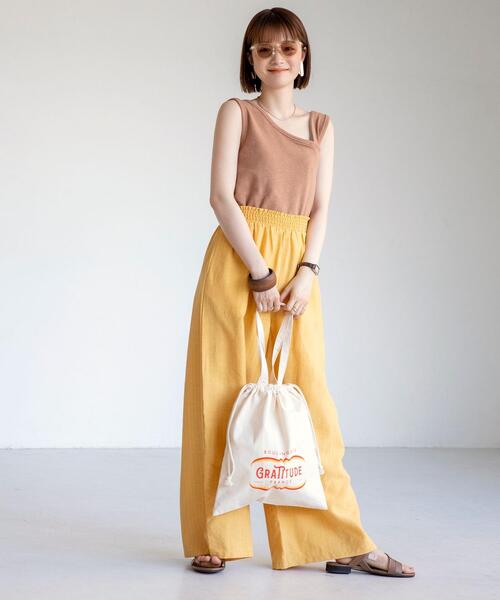 coen(コーエン)の「スラブフライスアシンメトリータンクトップ(Tシャツ/カットソー・レディース・ネイビー/ナチュラル/ブラウン/ライトブルー・MEDIUM/LARGE)」の9枚目の写真