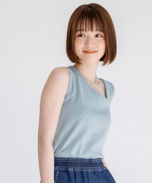 coen(コーエン)の「スラブフライスアシンメトリータンクトップ(Tシャツ/カットソー・レディース・ネイビー/ナチュラル/ブラウン/ライトブルー・MEDIUM/LARGE)」の11枚目の写真