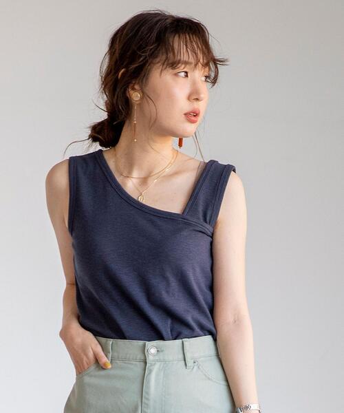 coen(コーエン)の「スラブフライスアシンメトリータンクトップ(Tシャツ/カットソー・レディース・ネイビー/ナチュラル/ブラウン/ライトブルー・MEDIUM/LARGE)」の15枚目の写真