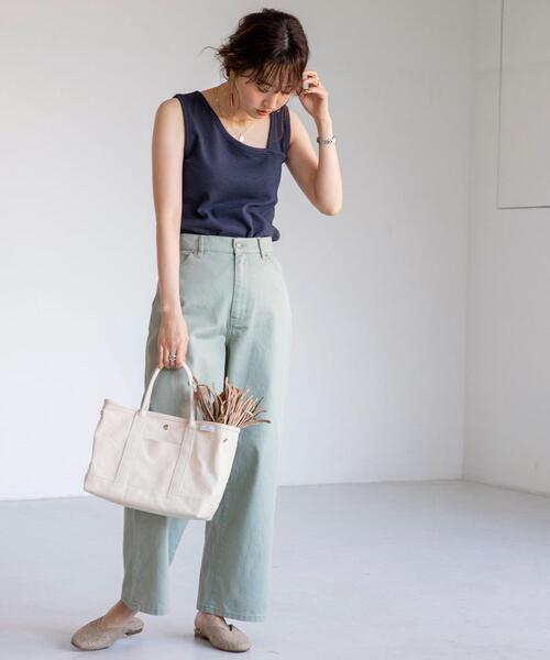 coen(コーエン)の「スラブフライスアシンメトリータンクトップ(Tシャツ/カットソー・レディース・ネイビー/ナチュラル/ブラウン/ライトブルー・MEDIUM/LARGE)」の16枚目の写真