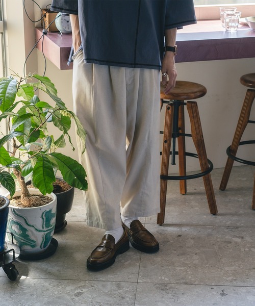 epnok（エプノック）の「リネンバルーンワイドパンツ（その他パンツ・メンズ・ダークブラウン/オフホワイト・SMALL/LARGE/MEDIUM）」の5枚目の写真