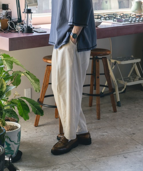 epnok（エプノック）の「リネンバルーンワイドパンツ（その他パンツ・メンズ・ダークブラウン/オフホワイト・SMALL/LARGE/MEDIUM）」の6枚目の写真