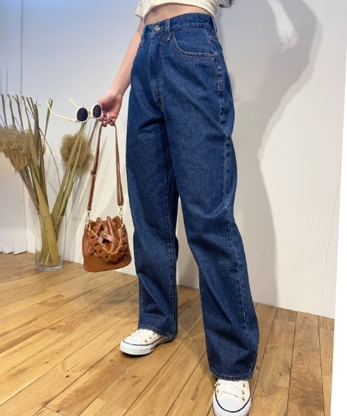 Futier land（フューティアランド）の「ルーズハイウエストロールアップワイドジーンズ（デニムパンツ・レディース・ライトブルー/インディゴブルー・SMALL/MEDIUM/LARGE）」の15枚目の写真