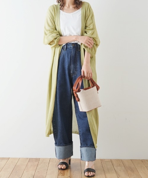 Futier land（フューティアランド）の「ルーズハイウエストロールアップワイドジーンズ（デニムパンツ・レディース・ライトブルー/インディゴブルー・SMALL/MEDIUM/LARGE）」の5枚目の写真