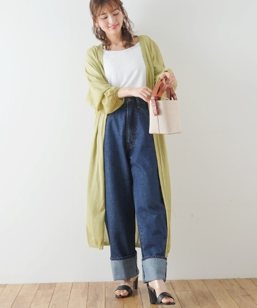 Futier land（フューティアランド）の「ルーズハイウエストロールアップワイドジーンズ（デニムパンツ・レディース・ライトブルー/インディゴブルー・SMALL/MEDIUM/LARGE）」の20枚目の写真