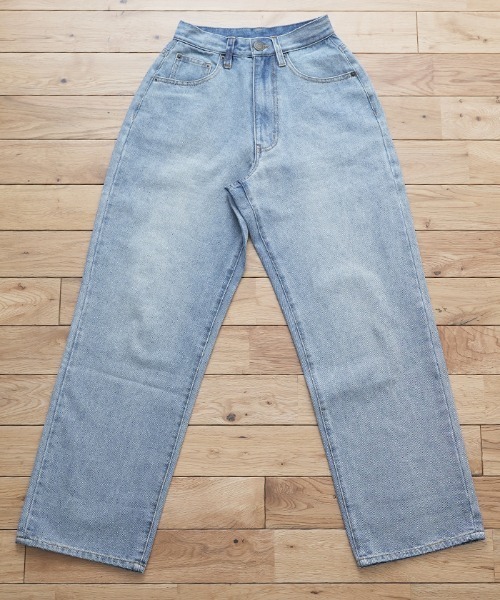 Futier land（フューティアランド）の「ルーズハイウエストロールアップワイドジーンズ（デニムパンツ・レディース・ライトブルー/インディゴブルー・SMALL/MEDIUM/LARGE）」の16枚目の写真