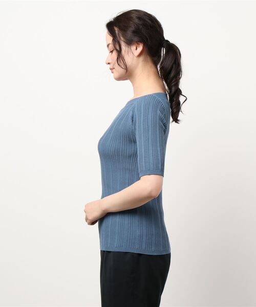 MEW'S REFINED CLOTHES（ミューズリファインドクローズ）の「接触冷感ランダムリブボートネックニット（ニット/セーター・レディース・ブラック/ベージュ/ブルー/ピンクベージュ/ホワイト/オレンジ系その他・MEDIUM）」の7枚目の写真