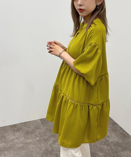 apres jour mignon(アプレジュールミニョン)の「ハシゴレース楊柳ブラウス【ZOZOTOWN限定アイテム】(シャツ/ブラウス・レディース・オフホワイト/ブラック/その他・X-LARGE/フリー)」の3枚目の写真