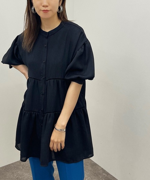 apres jour mignon(アプレジュールミニョン)の「ハシゴレース楊柳ブラウス【ZOZOTOWN限定アイテム】(シャツ/ブラウス・レディース・オフホワイト/ブラック/その他・X-LARGE/フリー)」の4枚目の写真