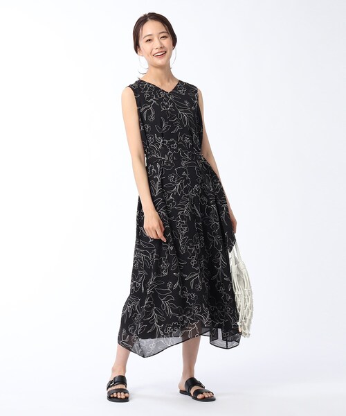 セール L 洗える ラインフラワープリントワンピース ワンピース Untitled アンタイトル のファッション通販 Zozotown