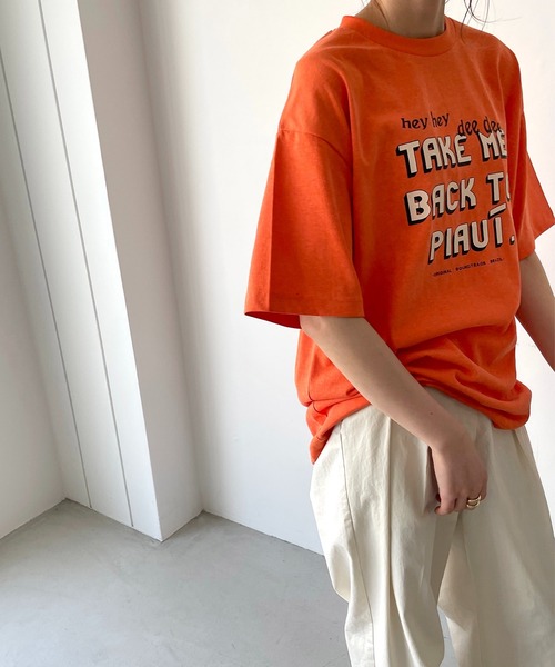 CANAL JEAN（キャナルジーン）の「via j(ヴィアジェイ) "PIAUI"半袖Tシャツ（Tシャツ/カットソー・レディース・ホワイト/チャコールグレー/オレンジ・ONE SIZE）」の3枚目の写真