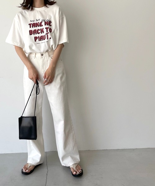 CANAL JEAN（キャナルジーン）の「via j(ヴィアジェイ) "PIAUI"半袖Tシャツ（Tシャツ/カットソー・レディース・ホワイト/チャコールグレー/オレンジ・ONE SIZE）」の6枚目の写真