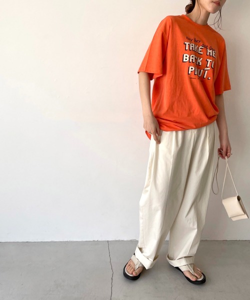 CANAL JEAN（キャナルジーン）の「via j(ヴィアジェイ) "PIAUI"半袖Tシャツ（Tシャツ/カットソー・レディース・ホワイト/チャコールグレー/オレンジ・ONE SIZE）」の10枚目の写真