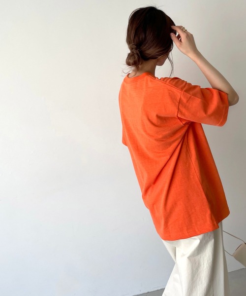 CANAL JEAN（キャナルジーン）の「via j(ヴィアジェイ) "PIAUI"半袖Tシャツ（Tシャツ/カットソー・レディース・ホワイト/チャコールグレー/オレンジ・ONE SIZE）」の11枚目の写真